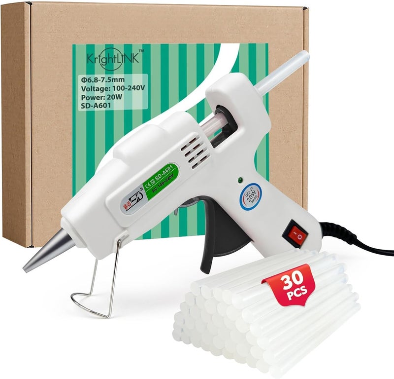 Krightlink Hot Glue Gun Kit with 30 Glue Sticks, Fast Preheating Hot Melt, High Temp for School Crafts DIY Arts and Quick Home Repairs (20w) - Image 1